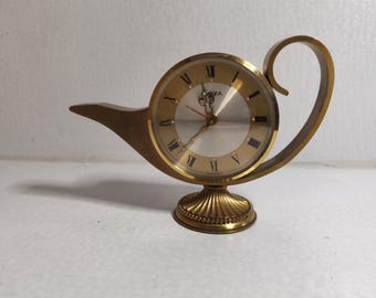 Rare Vintage Imhof Bucherer Swiss Made Brass 8 Day Alarm Clock