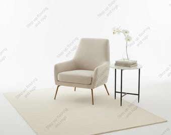 Cream Hand Tufted Wool Rug, Minimalist Off White Area Rug, Thick Plush Neutral Carpet for Living Room Bedroom Cozy Aesthetic Custom Rug