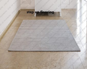 Minimalist Light Grey Hand Tufted Wool Rug | Modern Solid Plain Area Rug for Living Room, Bedroom & Nursery | Soft Neutral Custom Carpet