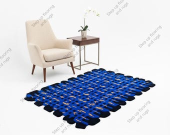 Black Blue Nordic Rug Hand Tufted Modern Wool Area Rug For Living room Bedroom Office 5X8 6X9 8X10 9X12 10X14 Custom Knot,Home Decor