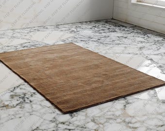 Solid Brown Hand Tufted Wool Rug | Minimalist Modern Area Rug for Living Room & Bedroom | Luxury Custom Size Tufted Carpet | Plain Warm Rug
