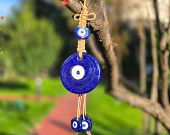 Traditional Evil Eye Wall Hanging, Handmade Fused Glass Nazar Boncugu