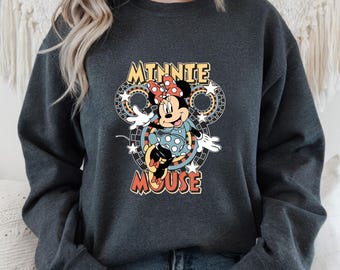 Retro Minnie Mouse Sweatshirt, Disney Family Trip Shirt
