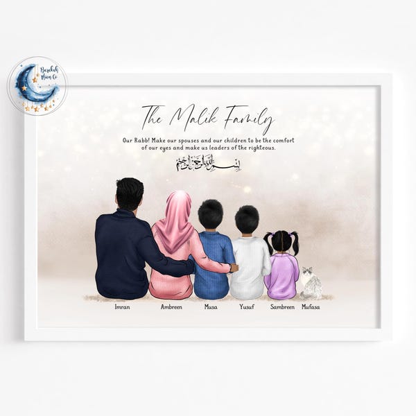 Personalised Muslim Family Print | Anniversary | Grandparent Gift | Father's Mother's Day | Islamic | Digital Eid Gift Ideas