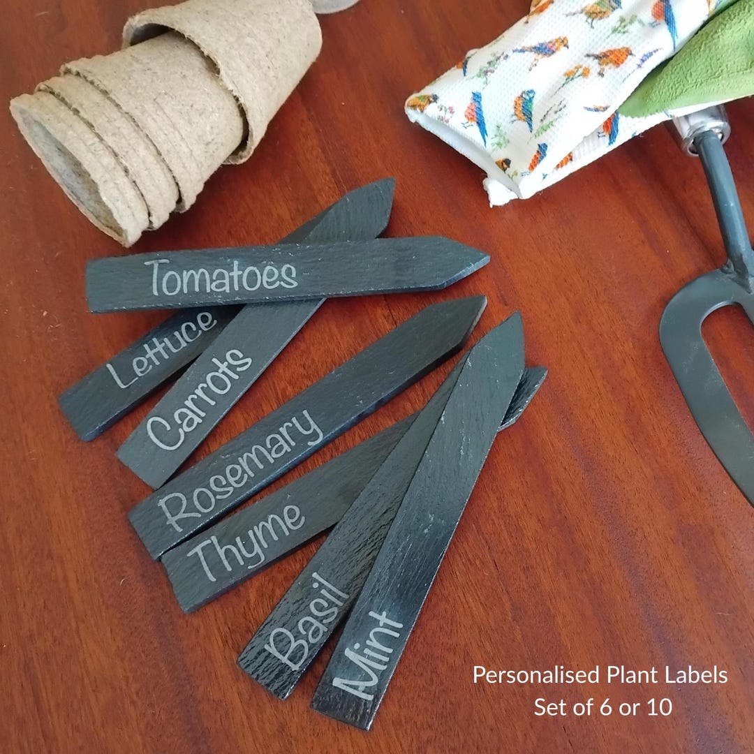 Slate Labels Personalised Engraved Slate Plant Labels Herb Vegetable Markers (set of ...