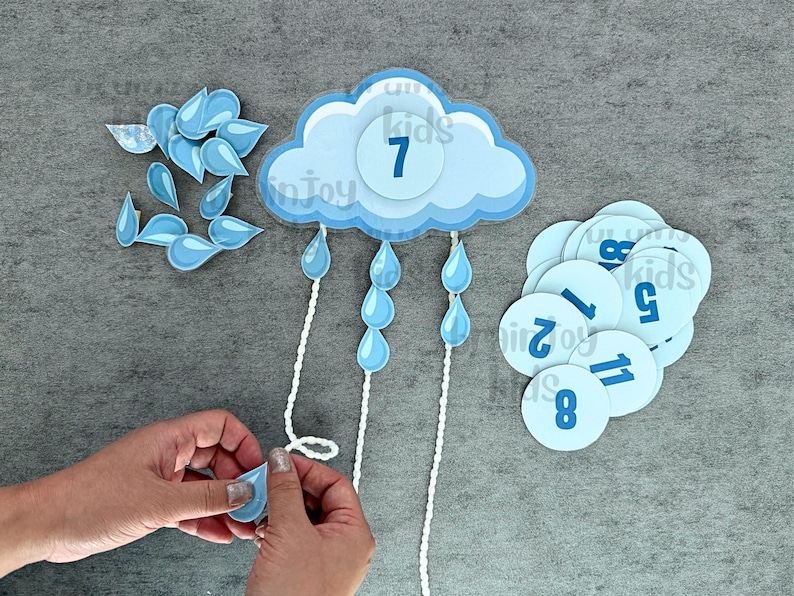 Threading Math Activity Rain Counting Activity, Fine Motor Threading, Preschool Math - Etsy