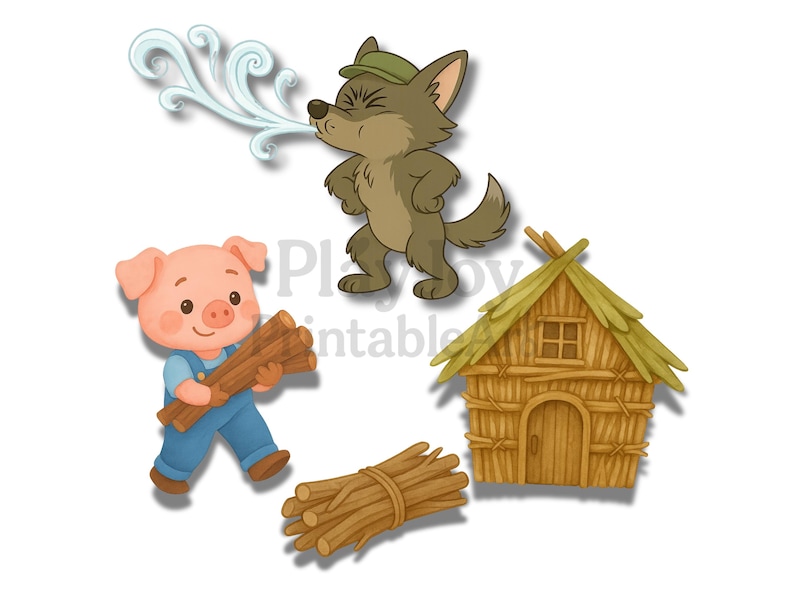 The 3 Little Pigs Storytelling Play Set/puppets + Scene Mats/fairy Tale ...