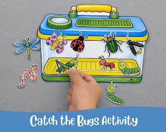 Livre occupé Bug Catcher imprimable | Activité avec les insectes pour les tout-petits | Étude de la nature pour les enfants d'âge préscolaire, jeu de tri d'insectes pour enfants, travaux manuels d'été