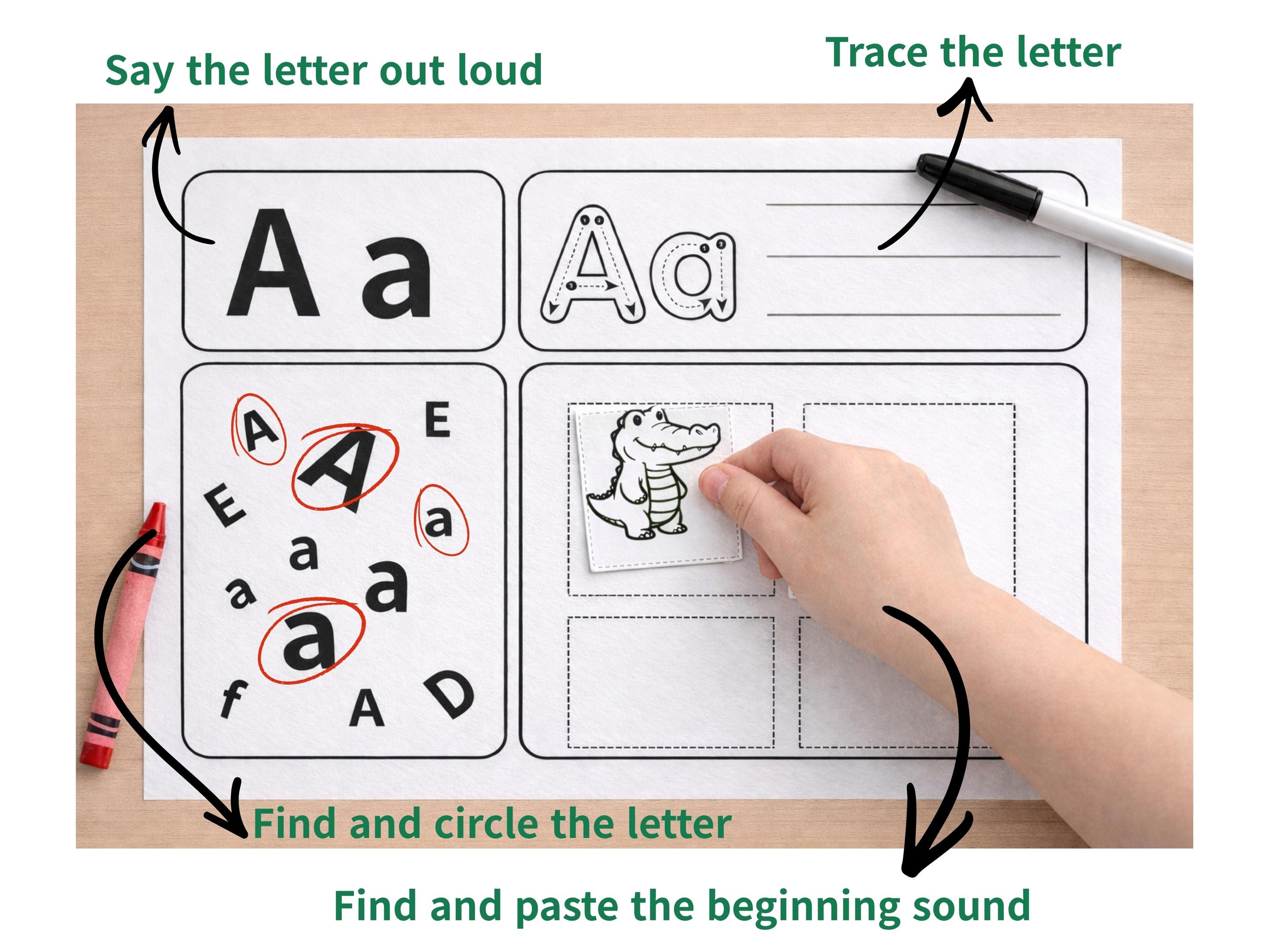 Tracing Sound Pattern Alphabet Worksheets A-Z | Letter Tracing, Sound Match, Circle Activity ...