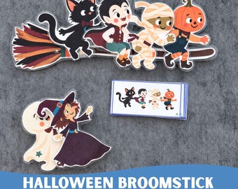 Könnte beinhalten: Ein Halloween-Lernset mit einem großen Ausschnitt eines schwarzen Katers, Vampirs, einer Mumie und einer Kürbisfigur auf einem Besenstiel, einem separaten Ausschnitt eines Geistes und einer Hexe sowie Karten mit derselben Sequenz.