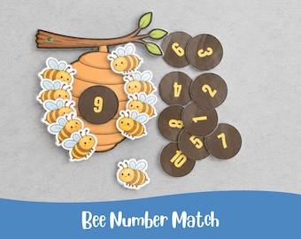 Bee Counting Game, Preschool Math Activity, Toddler Busy Book (Digital Download)