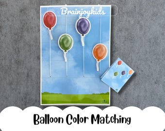 Balloon Color Matching Activity, Fine Motor Skills Game, Toddler Preschool Learning (Digital Download)