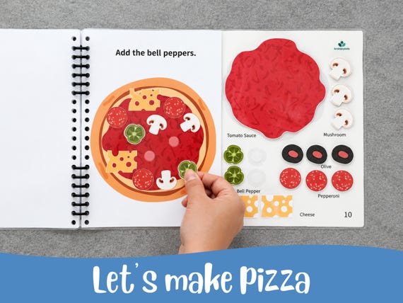 Pizza Pretend Play Activity | Speech Therapy Busy Book | Interactive Language Activity for Preschool Kids