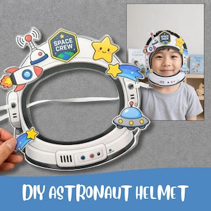 Astronaut Helmet Craft Printable, Space Mask for Kids, DIY Spacecraft Art Activity, Pretend Play Costume
