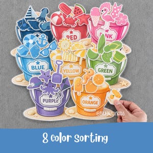 Kleurenspel voor peuters, potje, zomeractiviteiten, kleuren sorteren, sorteren voor kleuters, Montessori