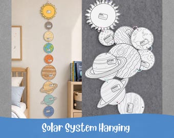 Solar System Craft for Kids, Outer Space Activity, Planet Coloring Printable, Montessori Space Learning