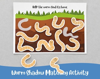 Worm Matching Game Printable/preschool worksheet
