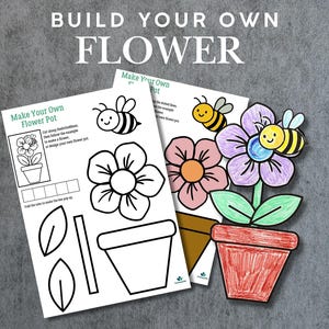 Preschool Flower Craft Printable, Cut and Paste Activity, Fine Motor Skills (Digital Download)