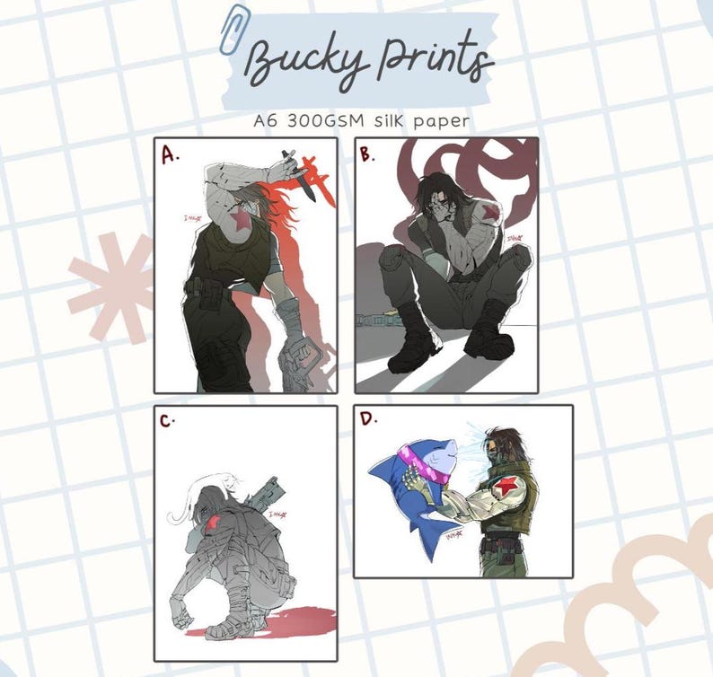 Rivals Bucky Barnes / Winter Soldier A6 Fanart Print (300GSM Silk Print ...