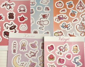 Op Love and Deepspace geïnspireerde A6-vinylstickervellen | Caleb, Rafayel, Sylus, Xavier, Zayne