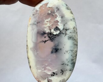 Dendrite Agate Oval Cabochon: Natural Tree Stone for Jewelry Making (70x40mm)