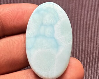 Natural Larimar Cabochon, Polished Loose Gemstone (42X25 mm, 41Ct)