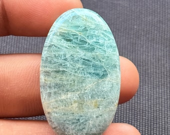 Natural Aquamarine Cabochon, 66 Carat Polished Gemstone (42x25mm)