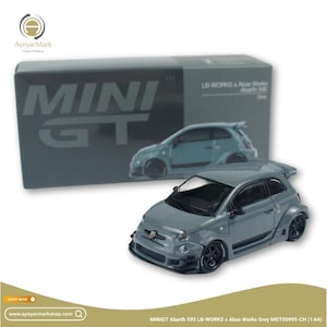 MiniGT Abarth 595 LB-WORKS x Abas Works Grey MGT00995-CH (1:64) Diecast Model Car Collectible