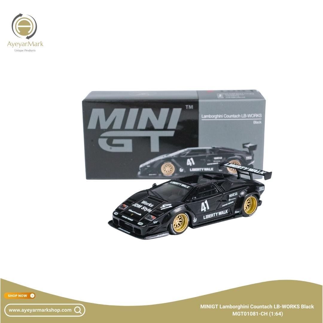 MINI GT Lamborghini Countach Lb-works Black MGT01081-CH 1:64 Diecast ...