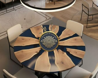 Custom Live Edge Wood and Epoxy Resin Table Top