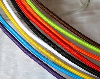 Coloured Fabric Cable Textile Electrical Cable Wire for Lighting Round 2x0.75 Copper, 1 metre
