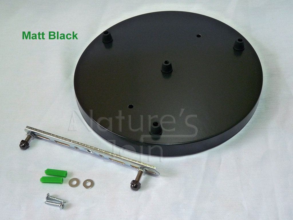 DIY Ceiling 3 to 4 Lamp Pendant Canopy Mounting Kit, 240mm / 9.5 Black