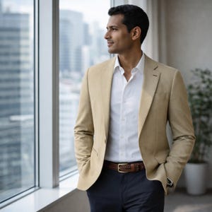 Blazer casual de un botón para hombre – Chaqueta deportiva ligera con solapa de muesca para ocasiones formales e informales.