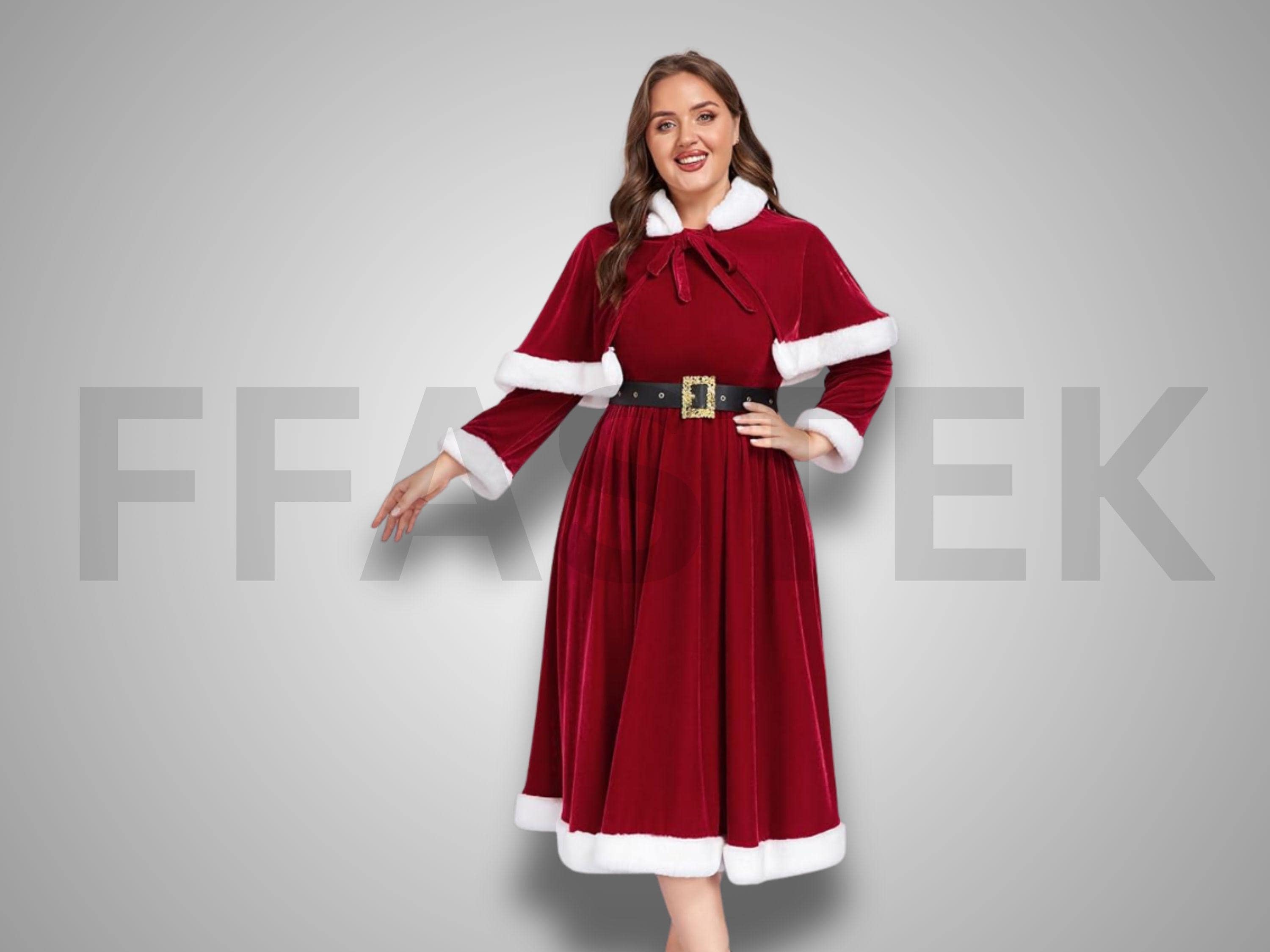 white christmas dresses Red Nose Santa Plus Size Ugly Christmas Sweater: Women's Christmas Outfits main image 1