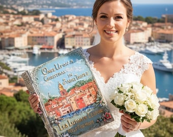 Custom Wedding Venue Guest Book, Hand Painted Illustration, Personalized Marriage Gift, Destination Event Decor, 3D Painted Storybook