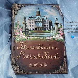 Unique design wedding guestbook, Fairytale wedding, Wedding at the Castle, Once Upon a Time wedding guest book,  custom  guest book