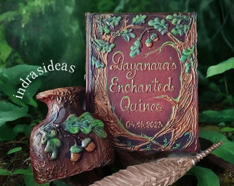 Enchanted forest  Quince guest book, Fairytale Sweet 16, Birthday Party Sign In Book for Written Wishes A4, A5 Book and set.