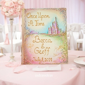 Personalized Fairytale wedding guest book, Once upon a time  guest book and set, medieval style sign in book for written wishes. A5 A4