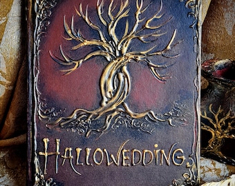Gothic Wedding Guest Book: Black Gold Tree, Custom Names & Date A4 A5