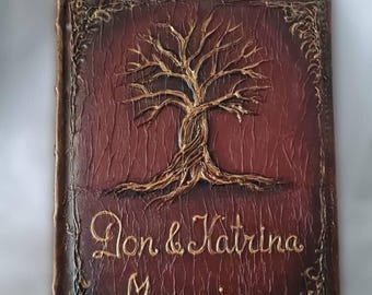Álbum de fotos de boda Árbol de la Vida con bolsillos, recuerdo familiar personalizado