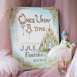 Fairy tale Wedding guest book, Once upon a Time, Cinderella, princess castle photo guest book, personalized Wedding Sign in book,  A4