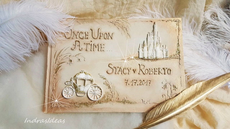 fairy tale castle wedding guest book Once Upon a time wedding guest book Princess carriage guest book personalized Once Upon guest book