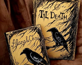 Custom Gothic Raven Guest Book, Dark Academia Til Death Wedding Journal