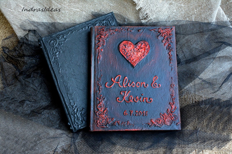 Black Red Wedding Guest Book Black Guest Book Personalized Etsy