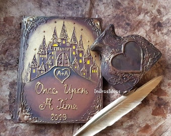 Fairytale, romantic Wedding Guest Book, photo album, Victorian style  Personalized sign in book.