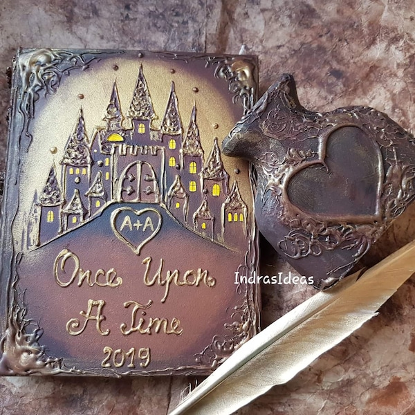 Fairytale wedding guest book, Personalized book, Once upon a time, vintage  wedding, Rustic wedding, Fairy Tale Guest Book