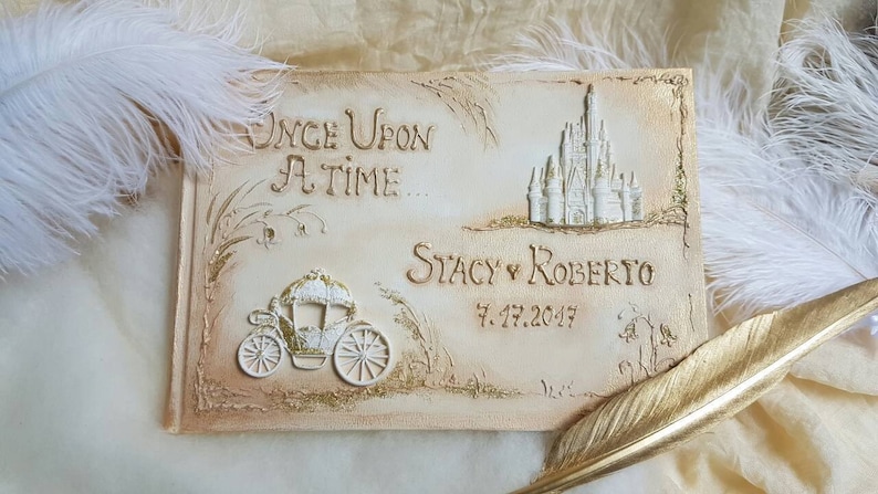 fairy tale castle wedding guest book Once Upon a time wedding guest book Princess carriage guest book personalized Once Upon guest book