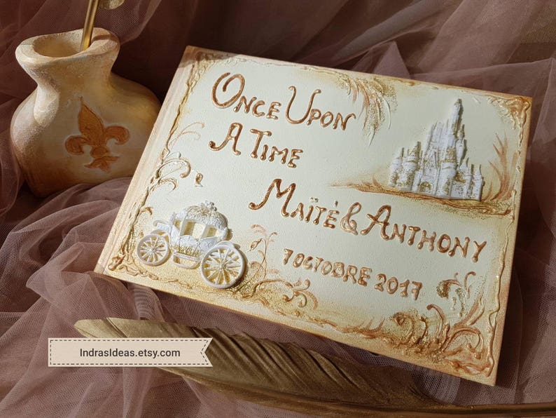 fairy tale castle wedding guest book Once Upon a time wedding guest book Princess carriage guest book personalized Once Upon guest book