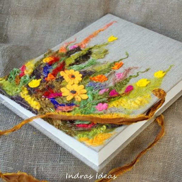 Wedding guest book Embroidered  journal  Textile art  Personalized