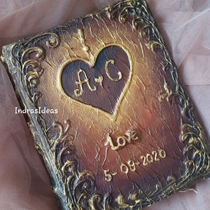 Livre d’or de mariage rustique, Livre d’or, Livre d’or personnalisé, Initiales, date, pages en papier kraft ou en papier ivoire, ancien look book